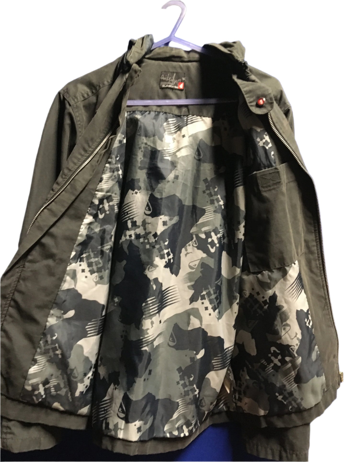 Coat (Lightweight) Quicksilver, grey, camouflage lining, age 14