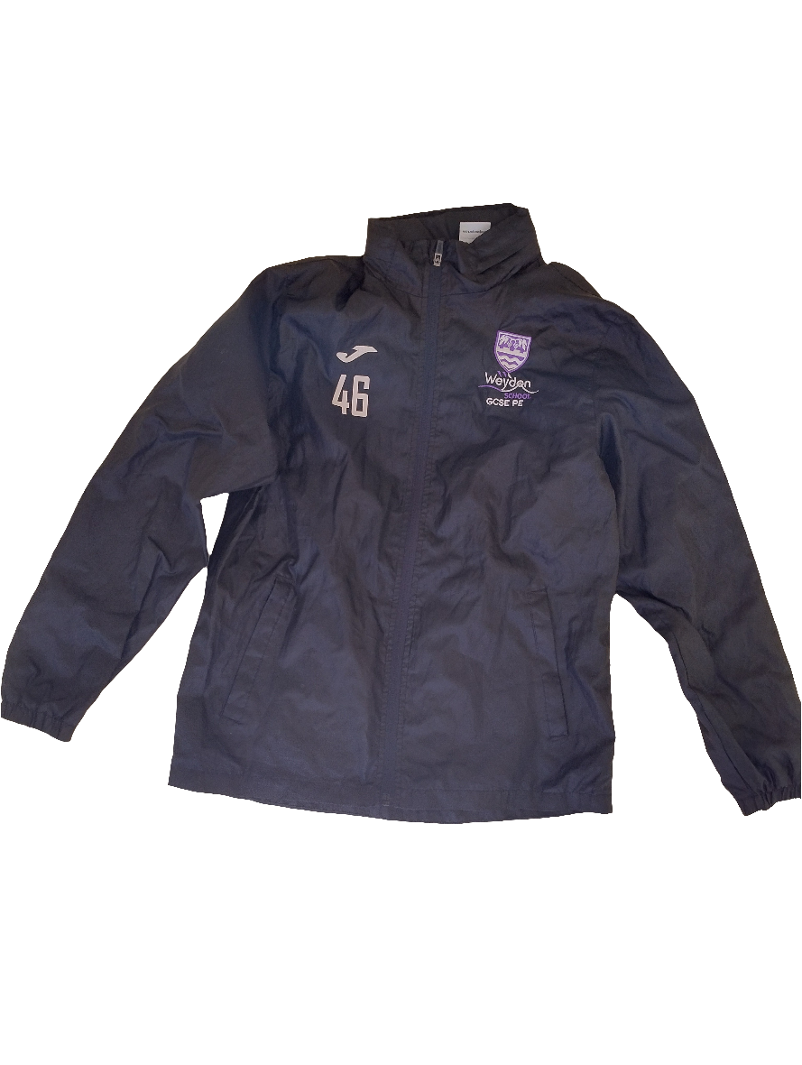 PE black rain jacket GCSE (numbered)